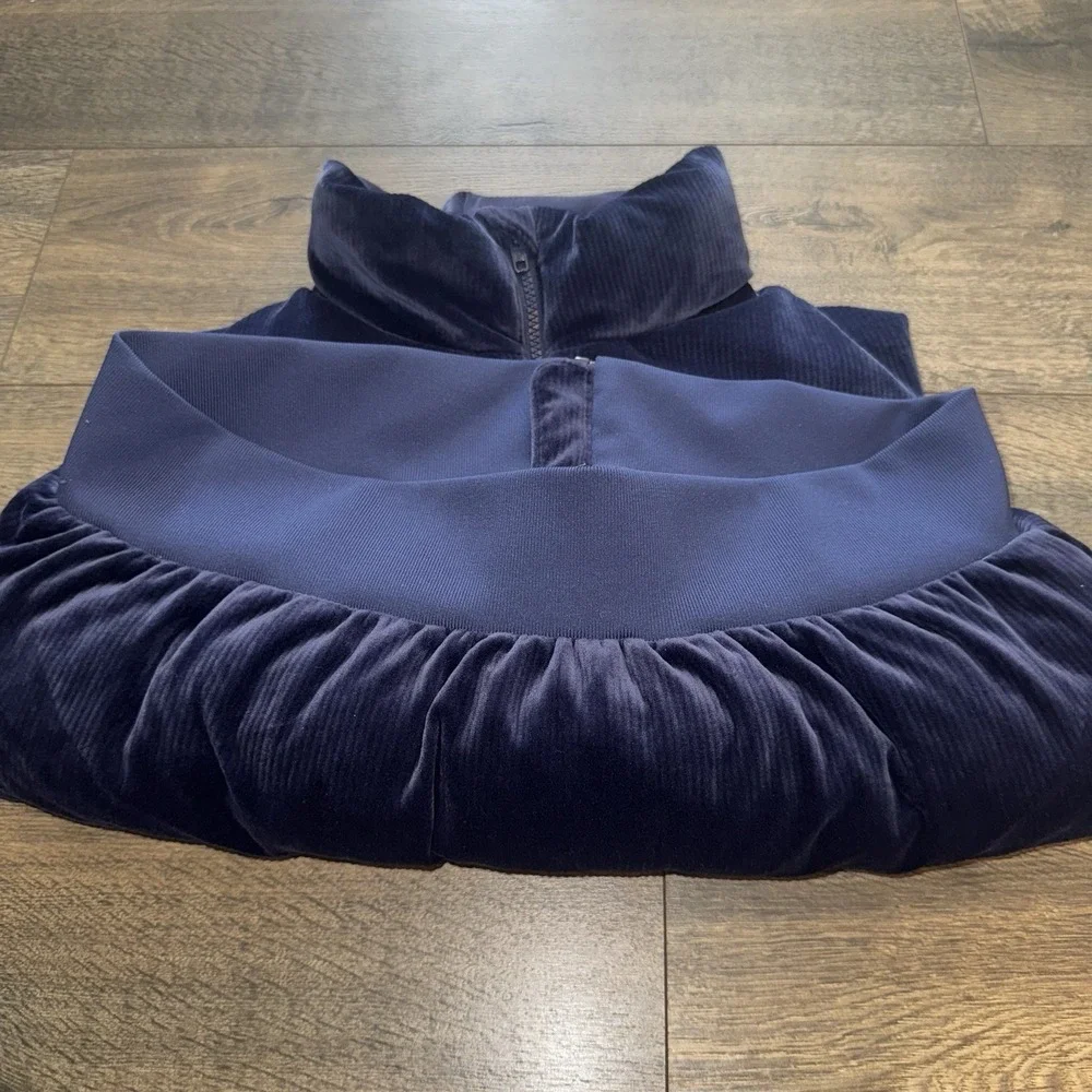 Victoria's Secret‎ Pink Ribbed Velour Crop Puffer Bomber Jacket Blue Gorpcore L